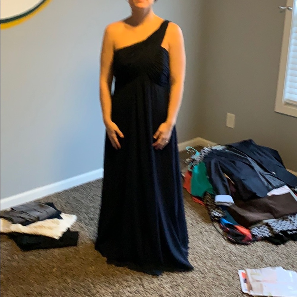Navy One Shoulder Gown - image 1